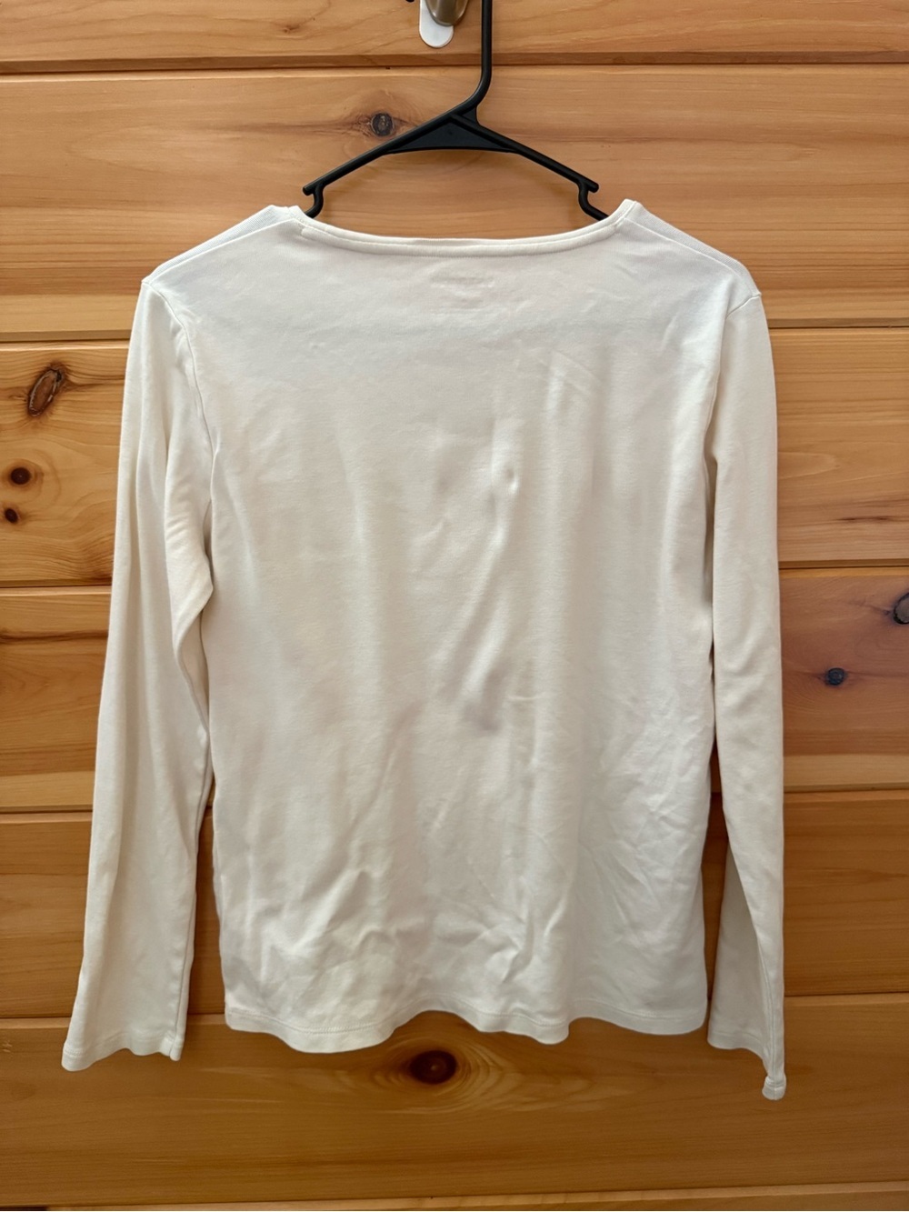 Talbots Long Sleeve Crewneck Tee Ivory 100% Cotton Size Medium - Picture 2 of 4